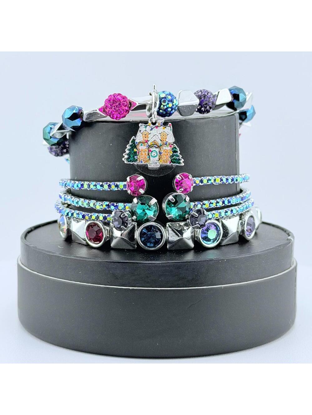 Bomb Party Holiday Stacks Bracelets "Make it Festive" on Silver RETRO